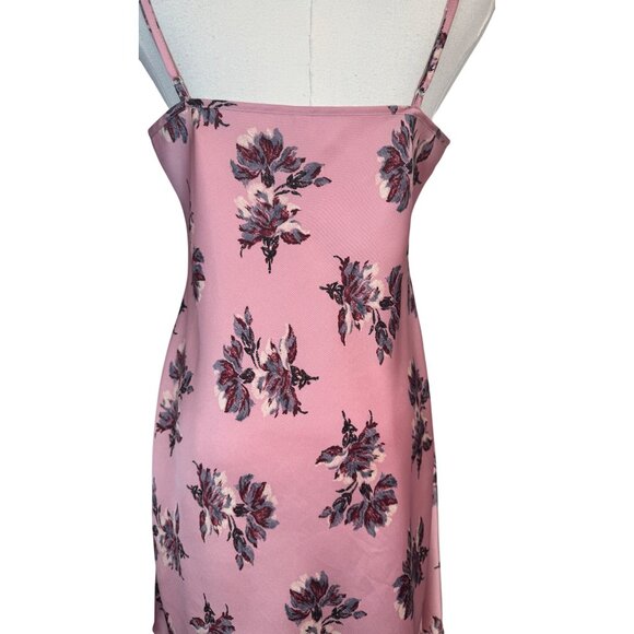 Pink Floral Size 6 Satin Slip Dress Adjustable Straps Soft Feminine Fit Mini - Picture 6 of 10